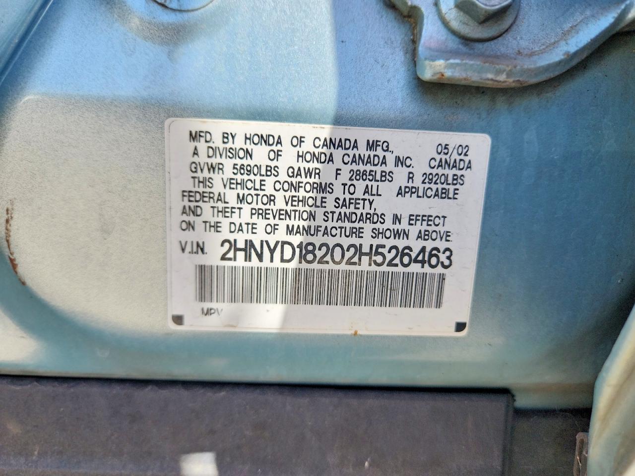 2002 Acura Mdx Blue vin: 2HNYD18202H526463