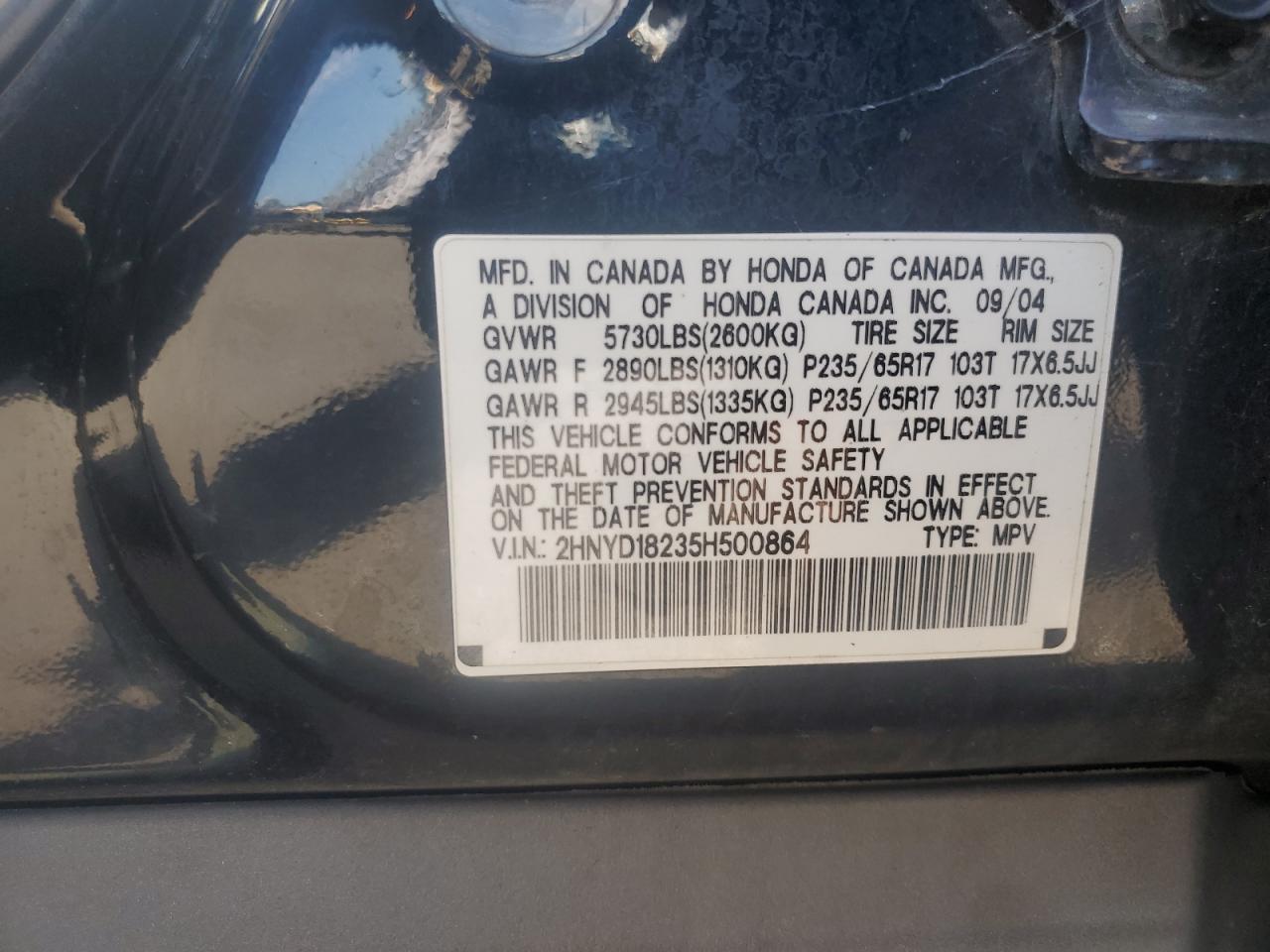 2005 Acura Mdx Black vin: 2HNYD18235H500864