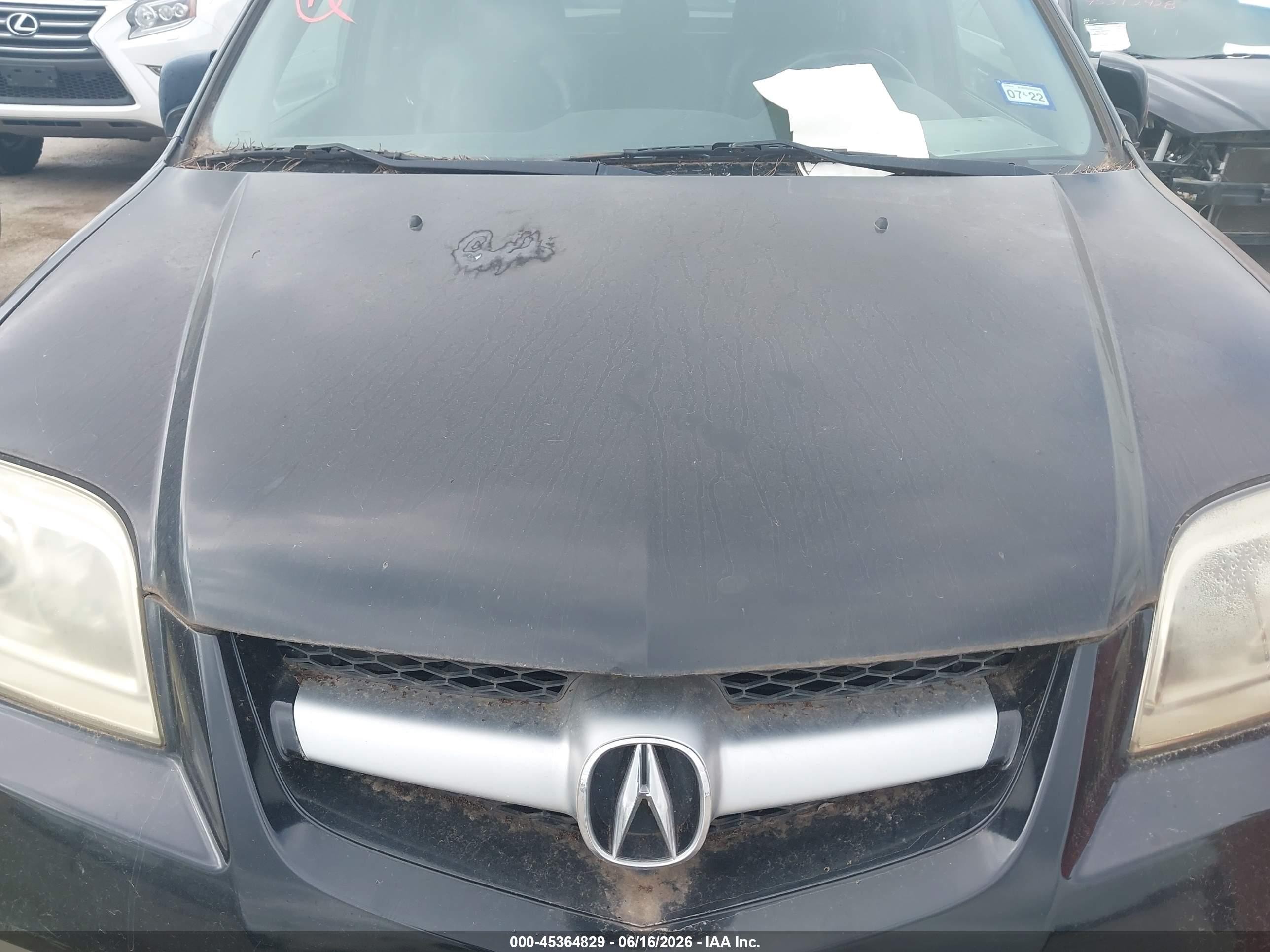 2006 Acura Mdx   Black vin: 2HNYD18236H516290