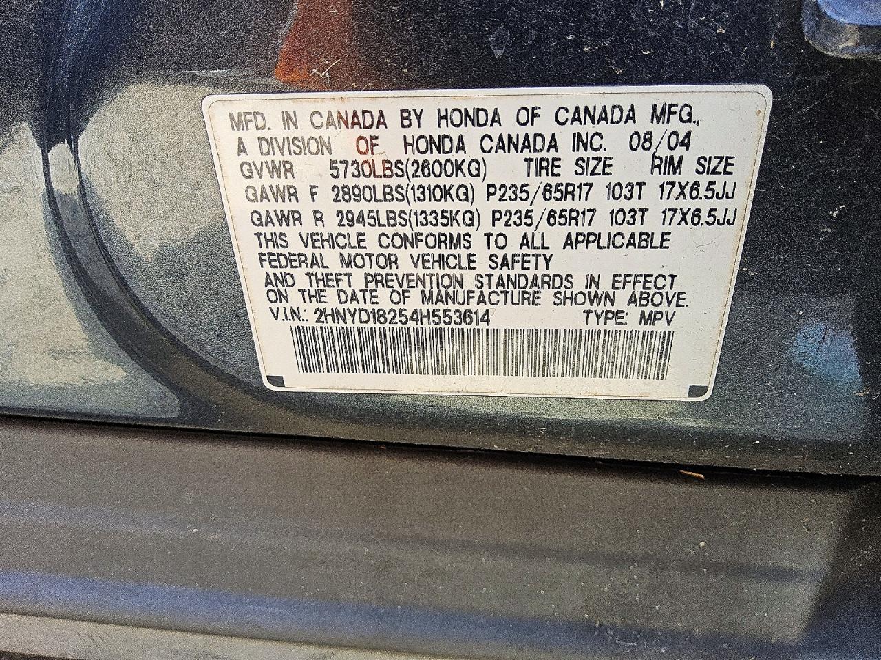 2004 Acura Mdx Серый vin: 2HNYD18254H553614