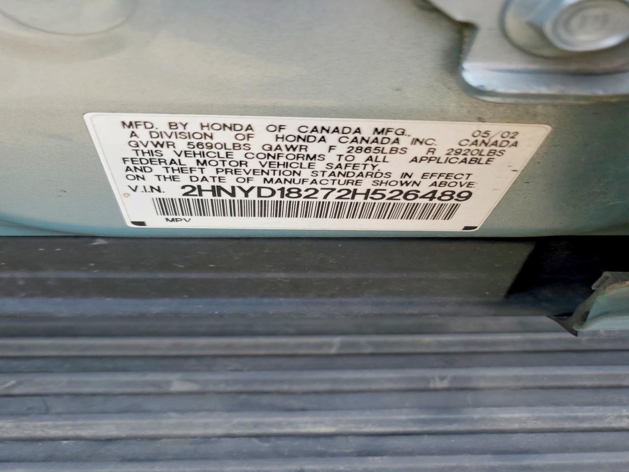 2002 Acura Mdx Silver vin: 2HNYD18272H526489