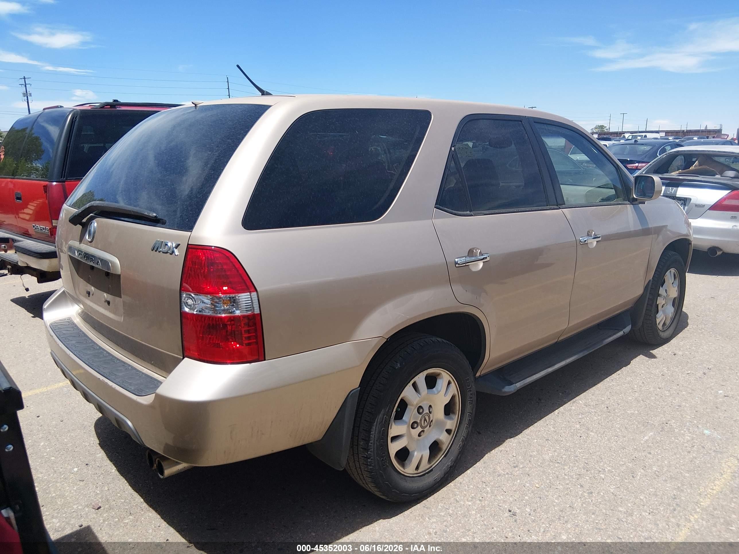2001 Acura Mdx   Gold vin: 2HNYD18281H544501