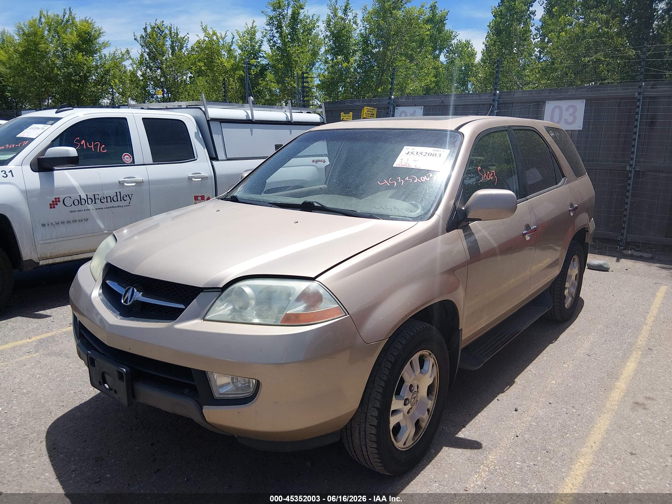 2001 Acura Mdx   Gold vin: 2HNYD18281H544501