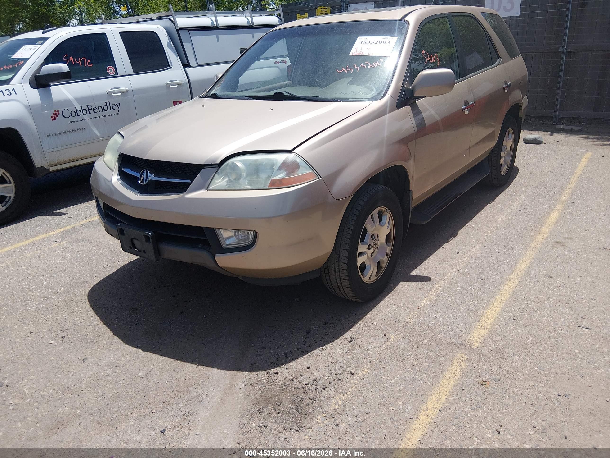 2001 Acura Mdx   Gold vin: 2HNYD18281H544501