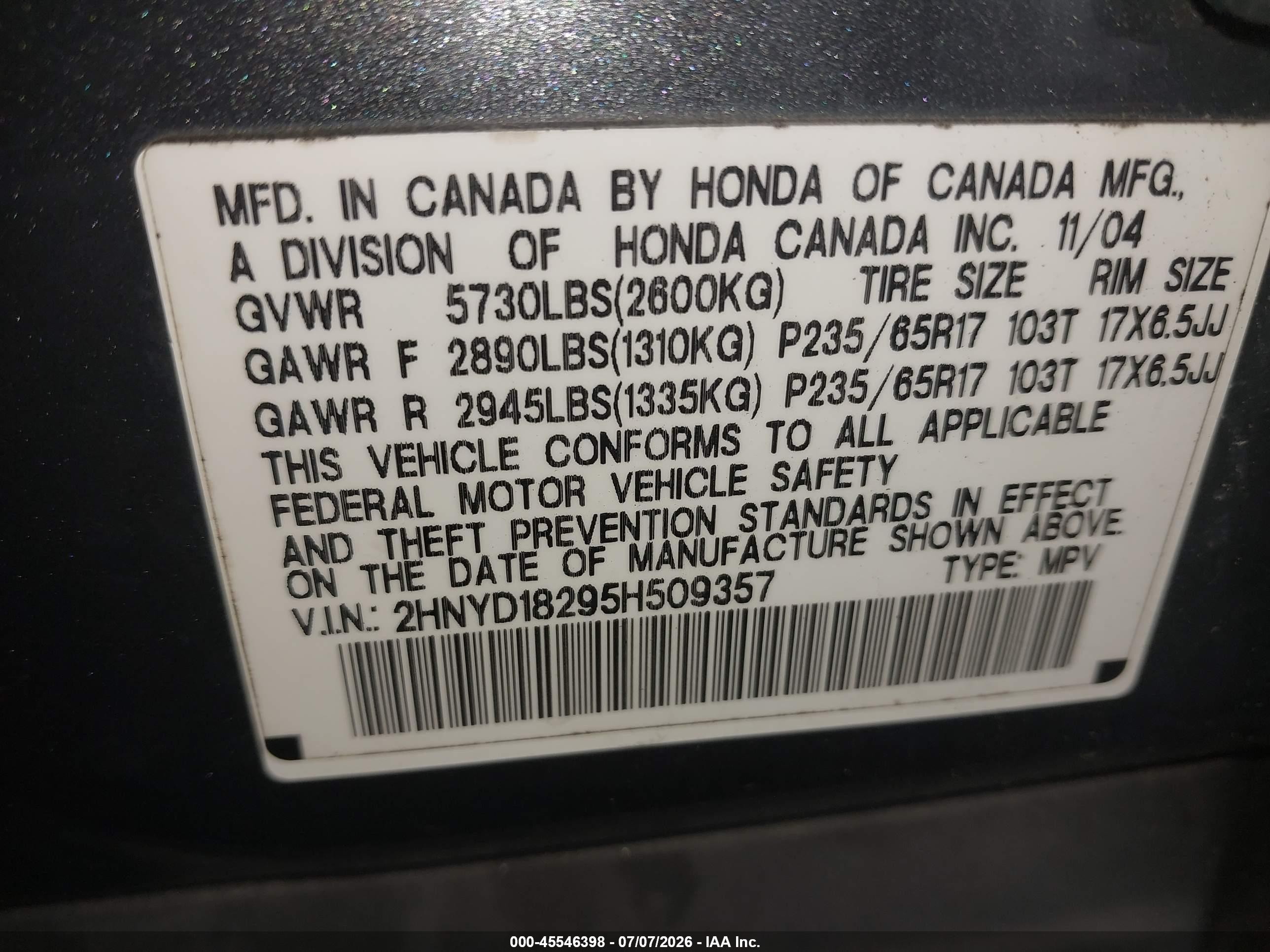2005 Acura Mdx   Серый vin: 2HNYD18295H509357