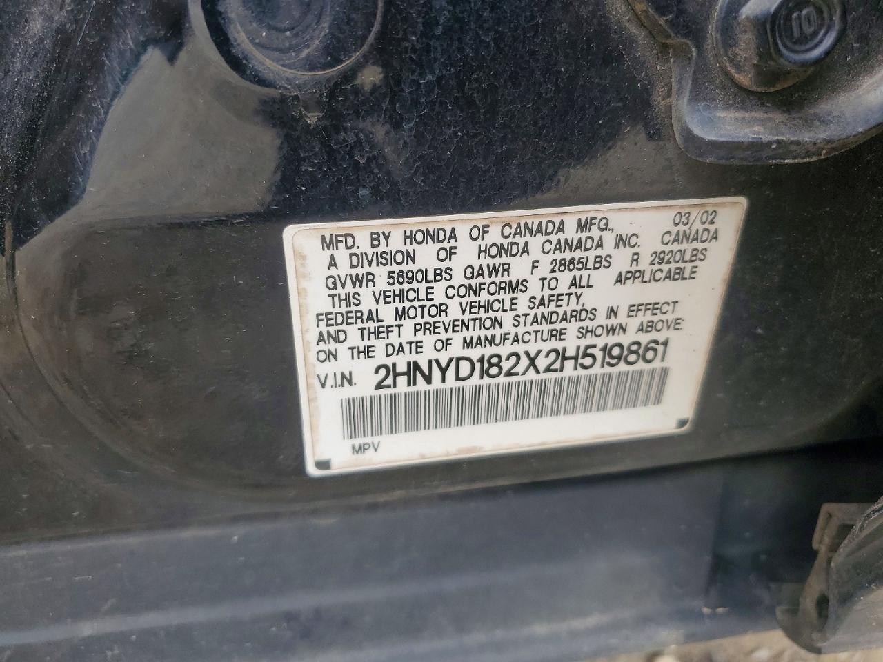 2002 Acura Mdx Черный vin: 2HNYD182X2H519861