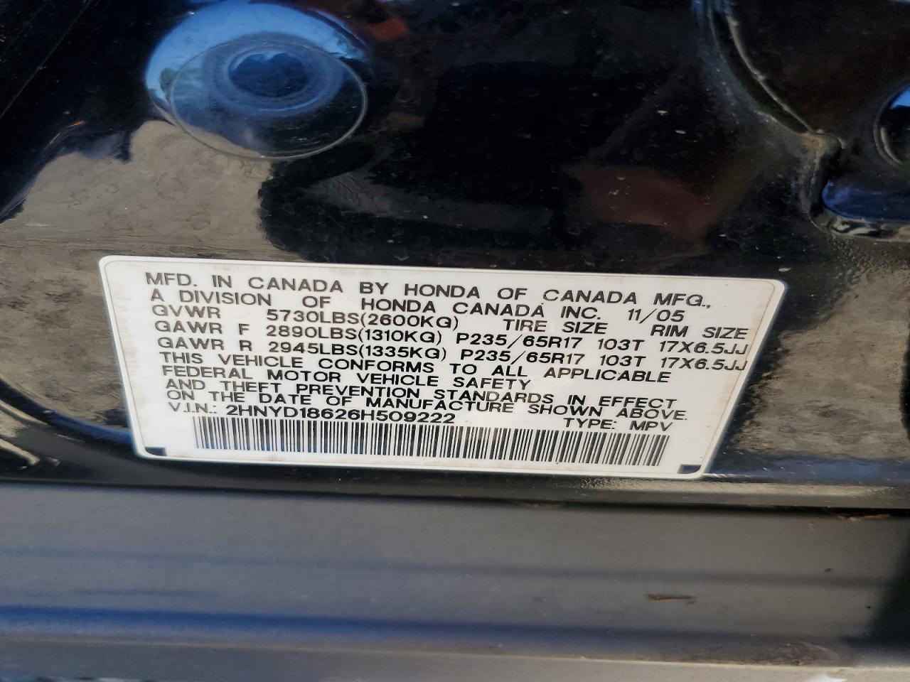 2006 Acura Mdx Touring Черный vin: 2HNYD18626H509222