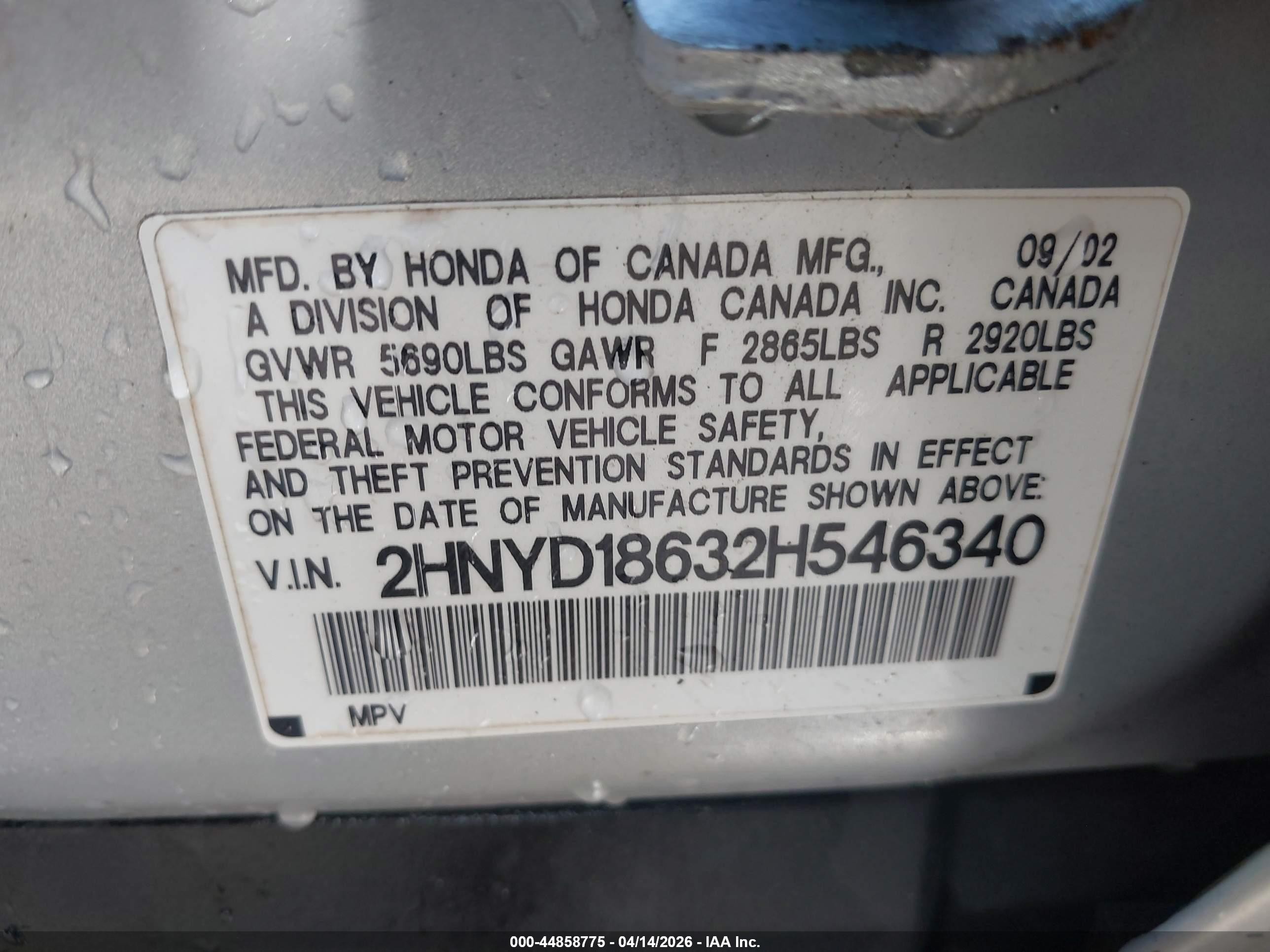 2002 Acura Mdx   Silver vin: 2HNYD18632H546340