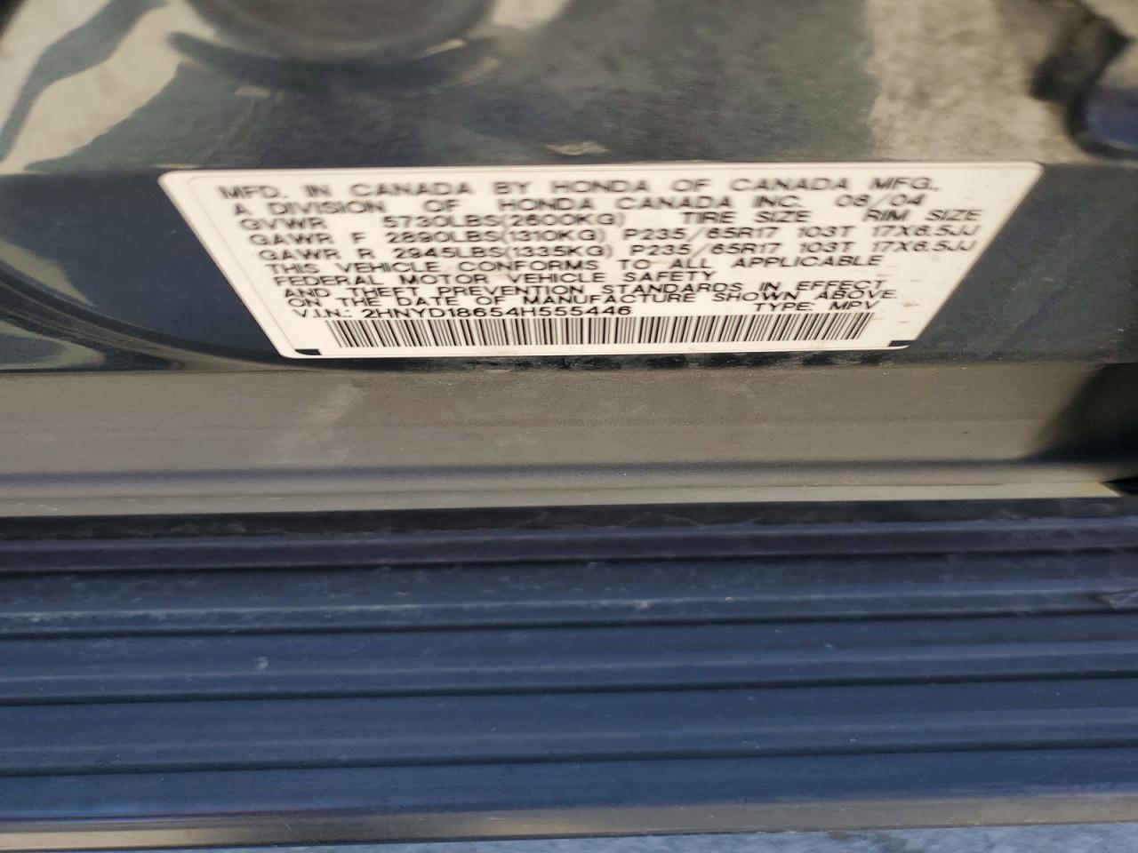 2004 Acura Mdx Touring Charcoal vin: 2HNYD18654H555446
