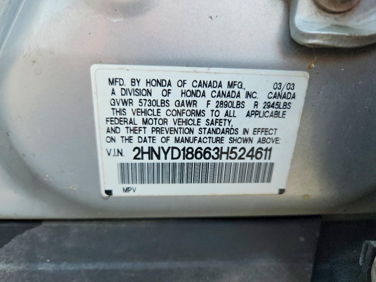 2003 Acura Mdx Touring Silver vin: 2HNYD18663H524611