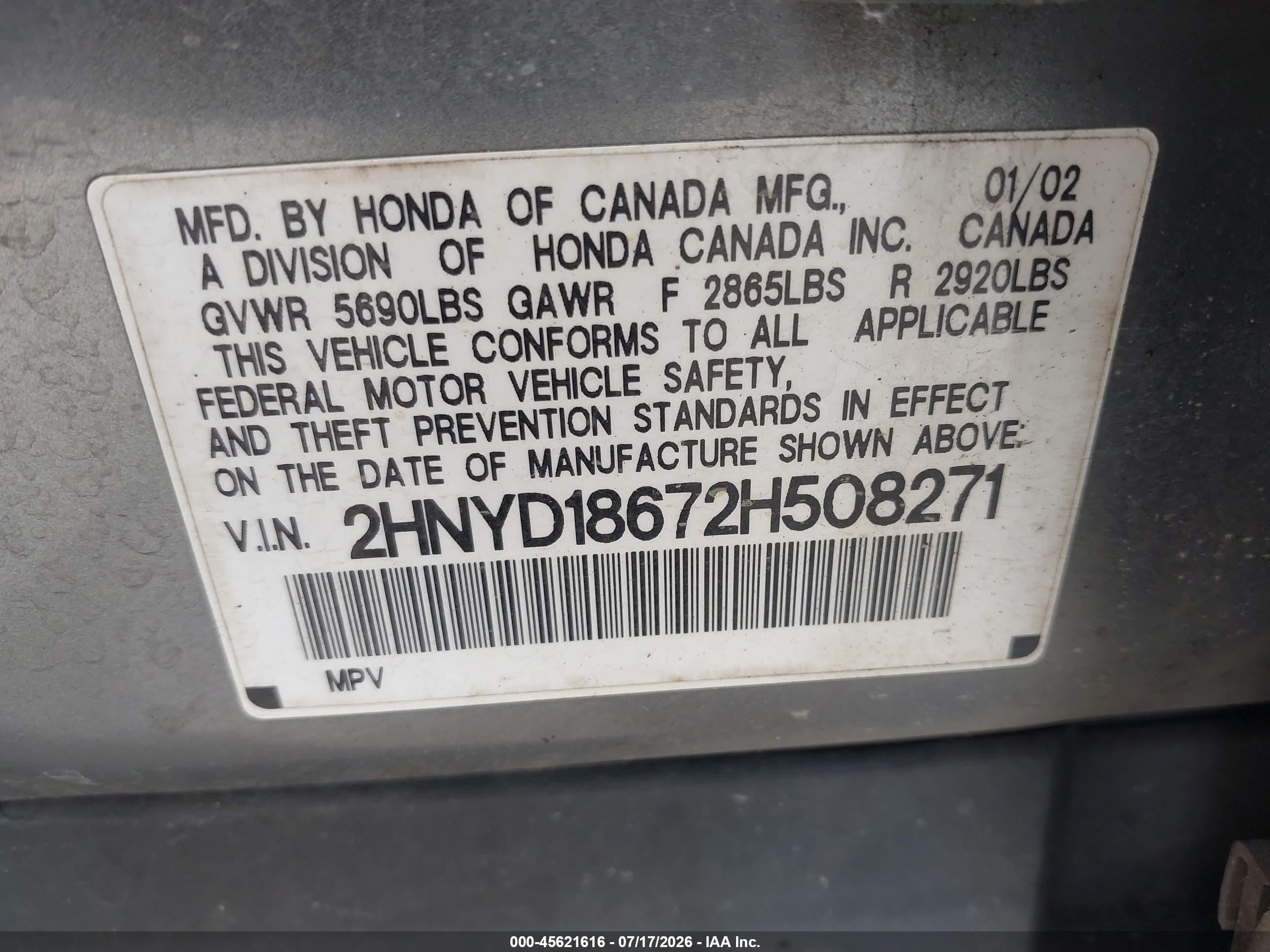 2002 Acura Mdx Gray vin: 2HNYD18672H508271