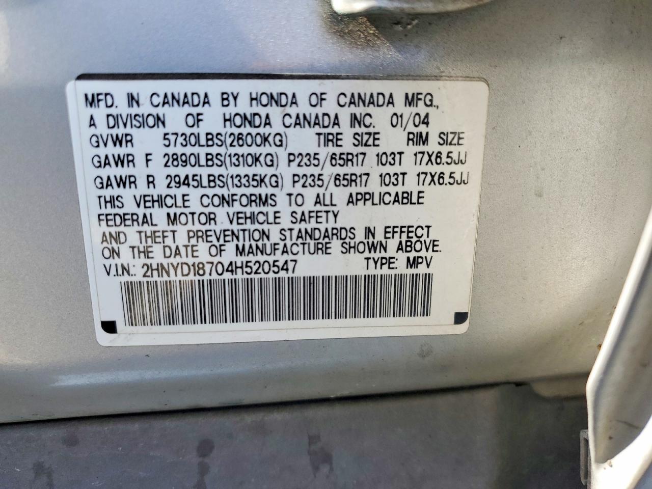 2004 Acura Mdx Touring Silver vin: 2HNYD18704H520547
