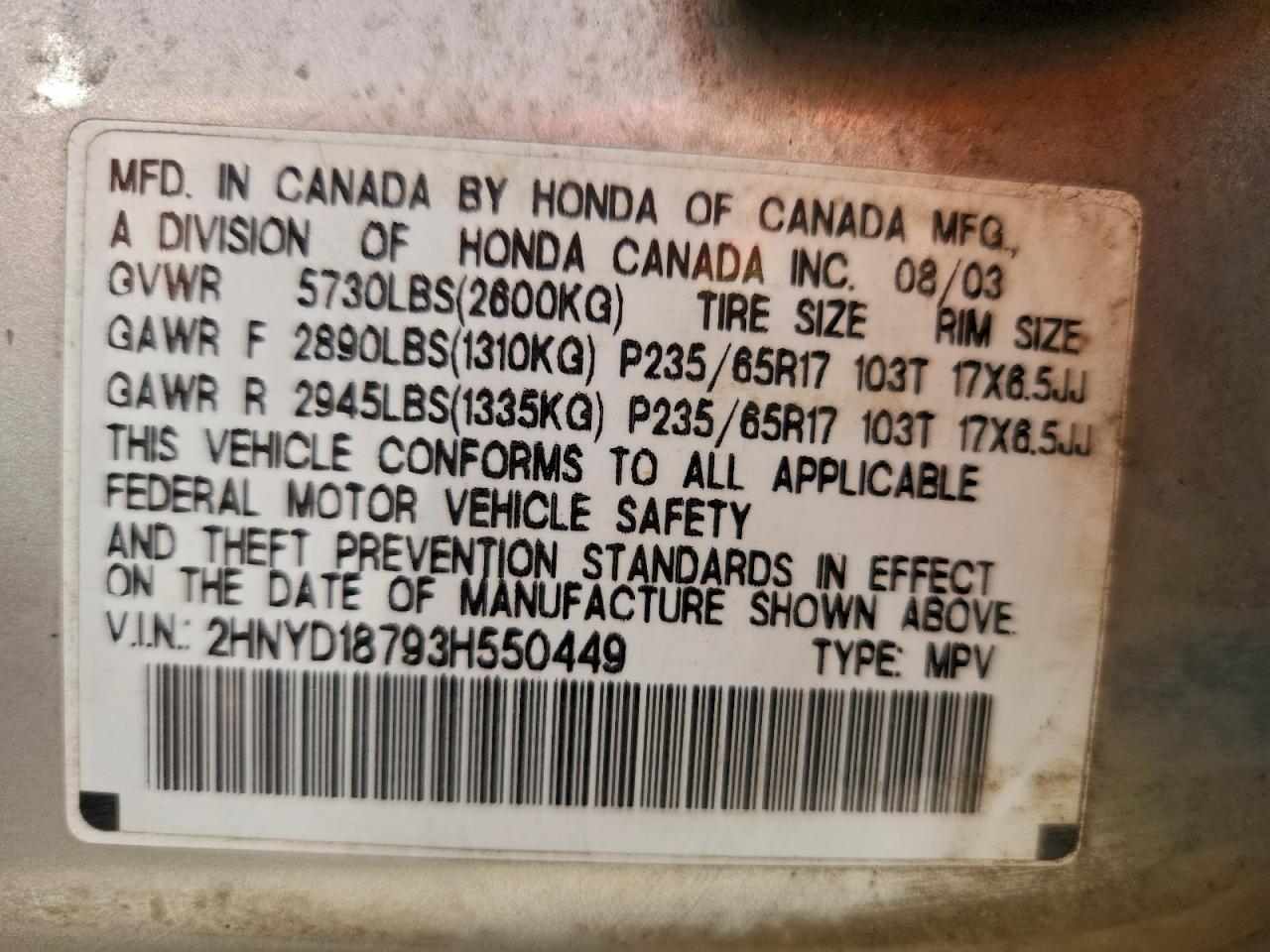 2003 Acura Mdx Touring Silver vin: 2HNYD18793H550449