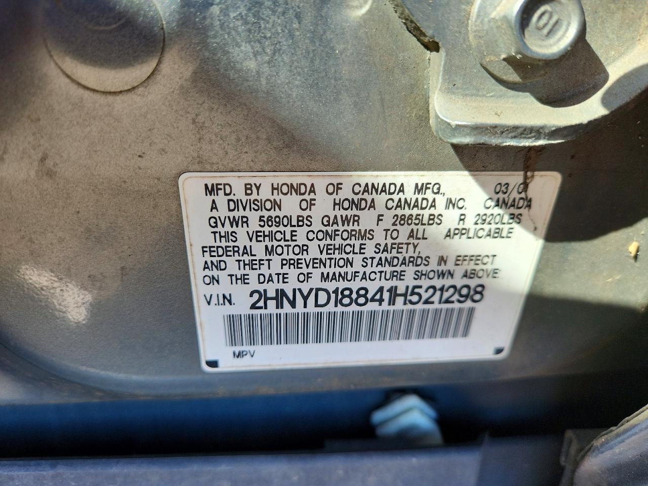 2001 Acura Mdx Touring Silver vin: 2HNYD18841H521298