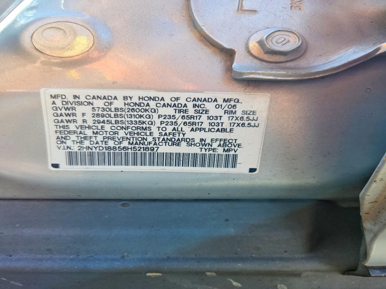 2006 Acura Mdx Touring Silver vin: 2HNYD18856H521897