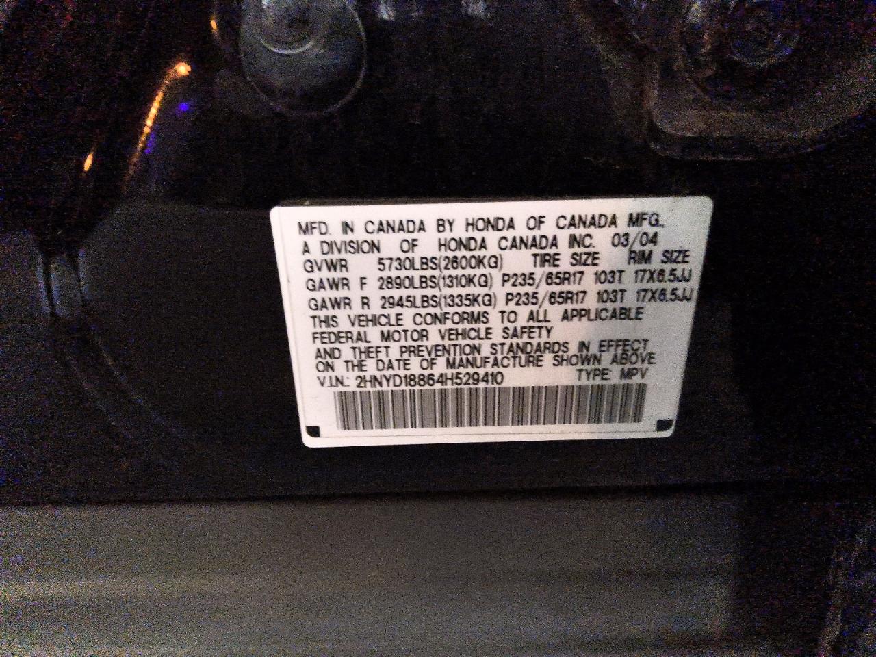 2004 Acura Mdx Touring Black vin: 2HNYD18864H529410