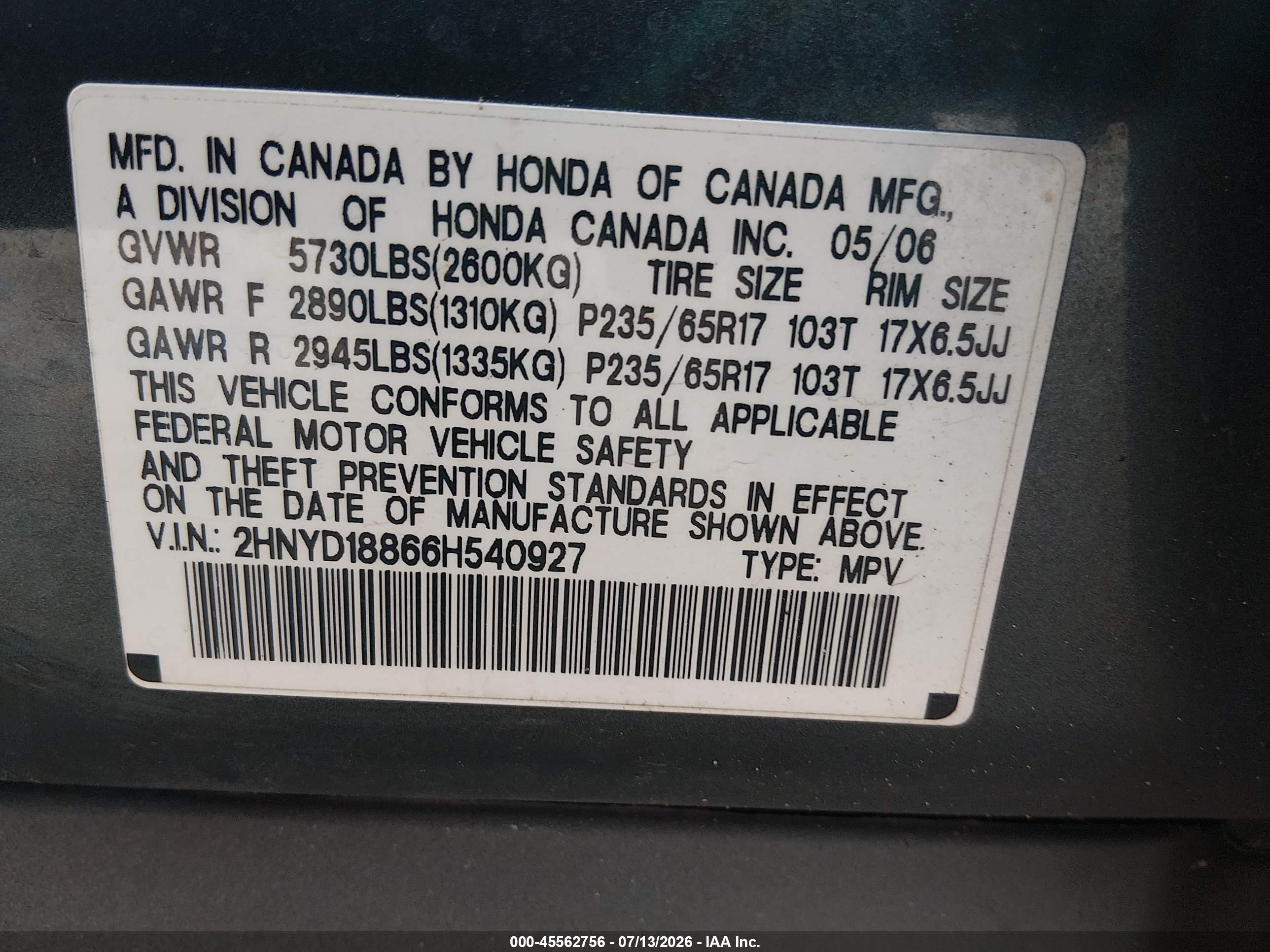 2006 Acura Mdx   Blue vin: 2HNYD18866H540927