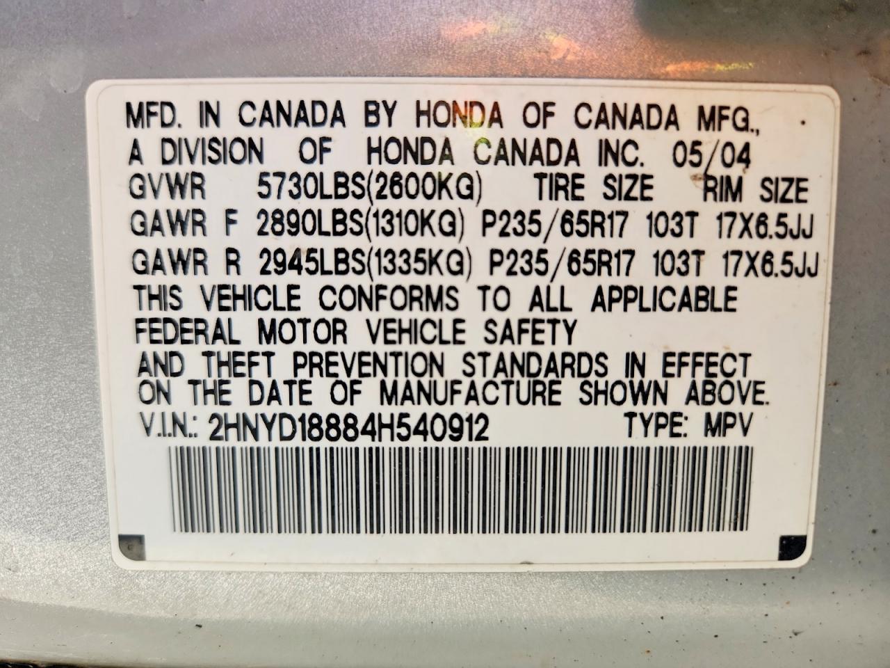 2004 Acura Mdx Touring Silver vin: 2HNYD18884H540912