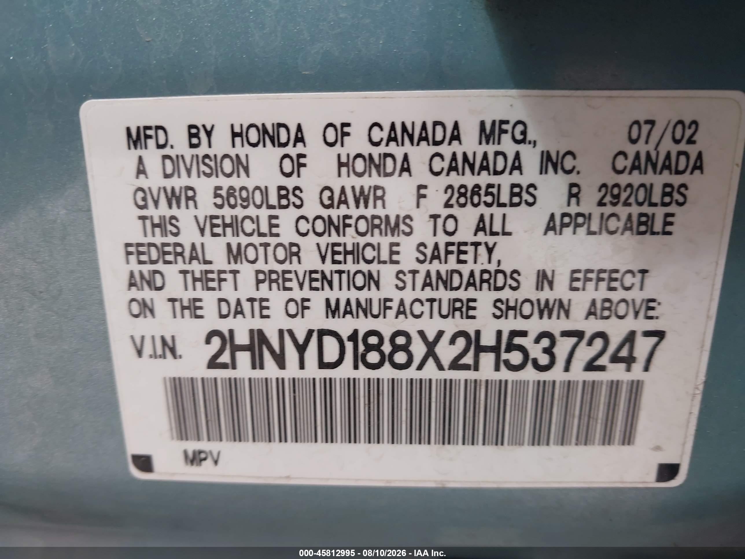 2002 Acura Mdx   Silver vin: 2HNYD188X2H537247