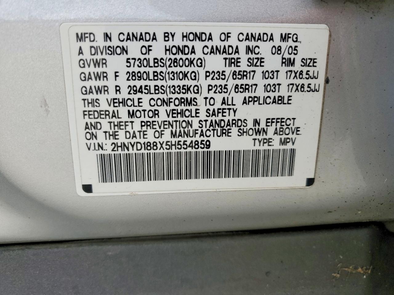2005 Acura Mdx Touring Silver vin: 2HNYD188X5H554859