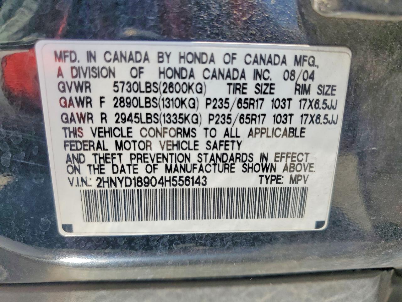 2004 Acura Mdx Touring Black vin: 2HNYD18904H556143