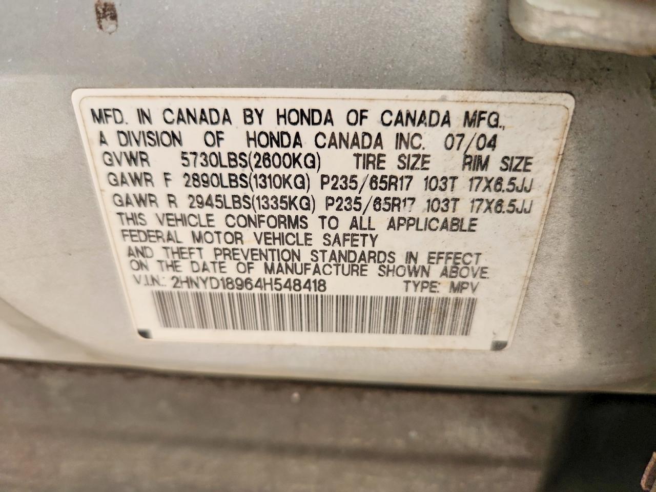 2004 Acura Mdx Touring Gray vin: 2HNYD18964H548418