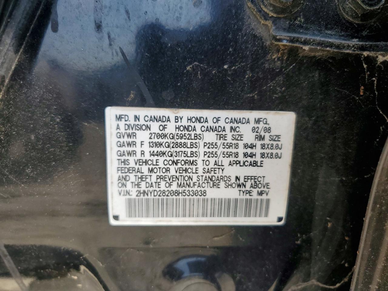 2008 Acura Mdx Черный vin: 2HNYD28208H533038
