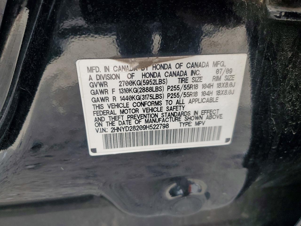 2009 Acura Mdx Black vin: 2HNYD28209H522798