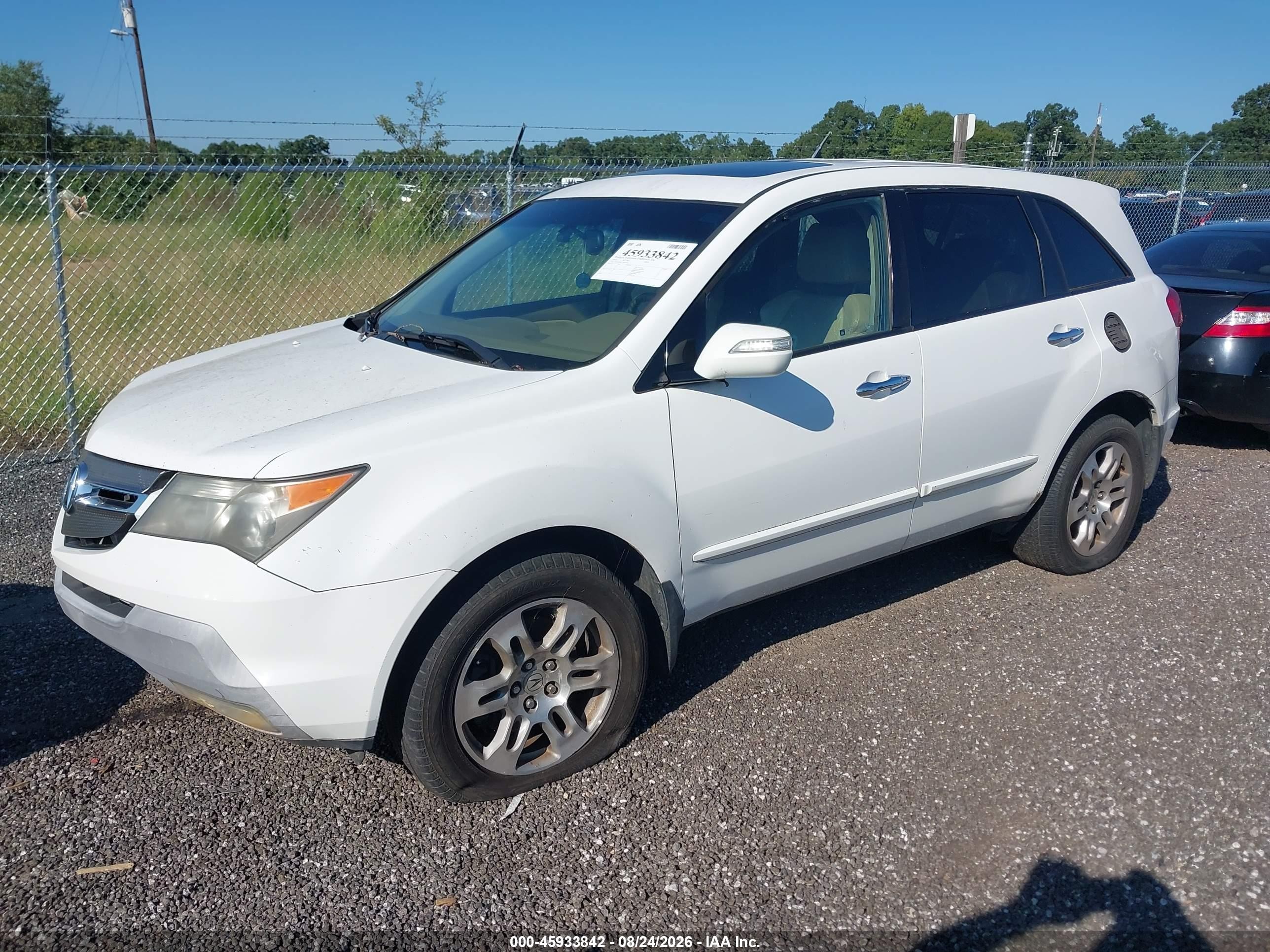 2007 Acura Mdx   White vin: 2HNYD28217H501939