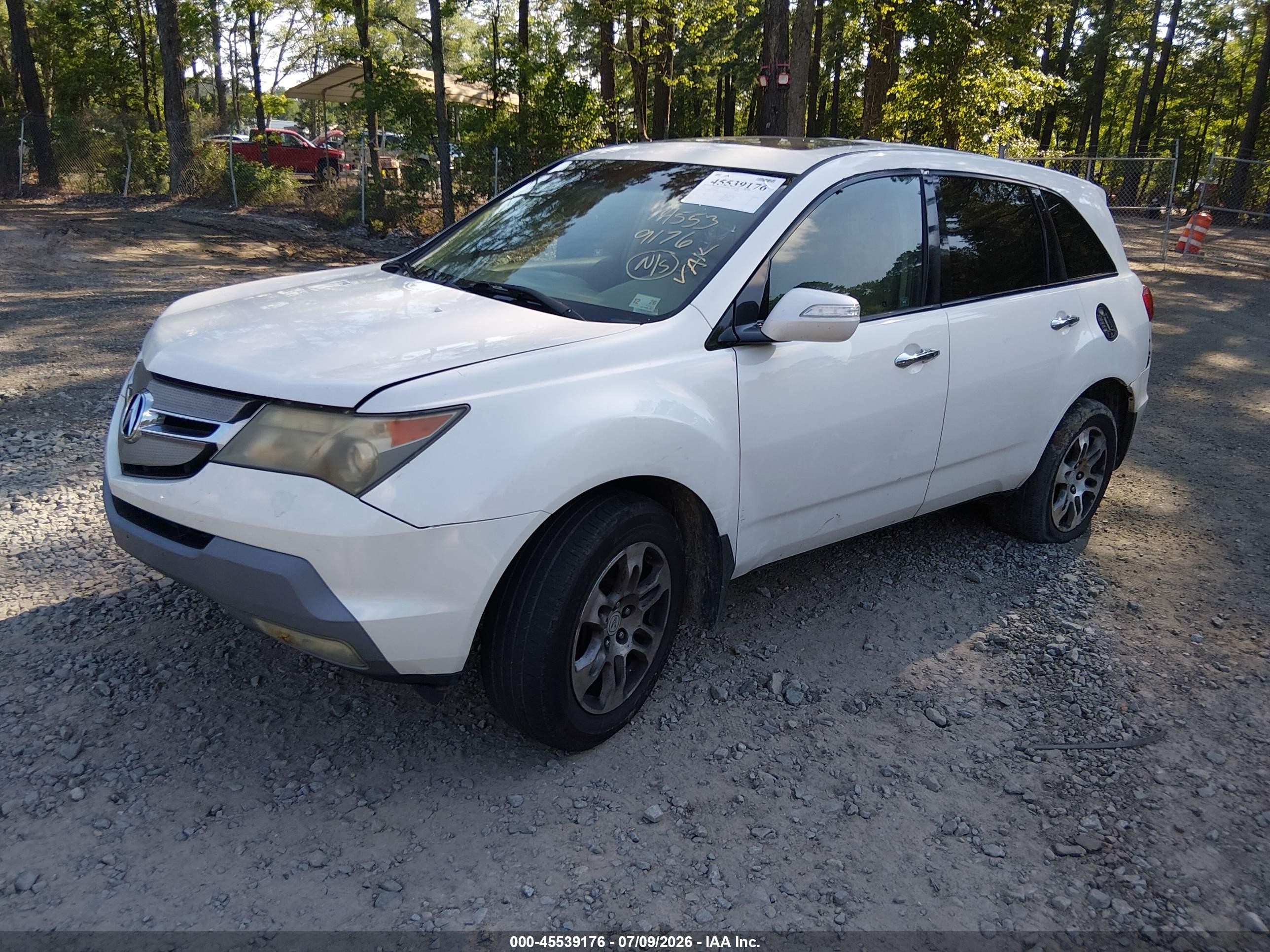 2007 Acura Mdx   White vin: 2HNYD28217H543477
