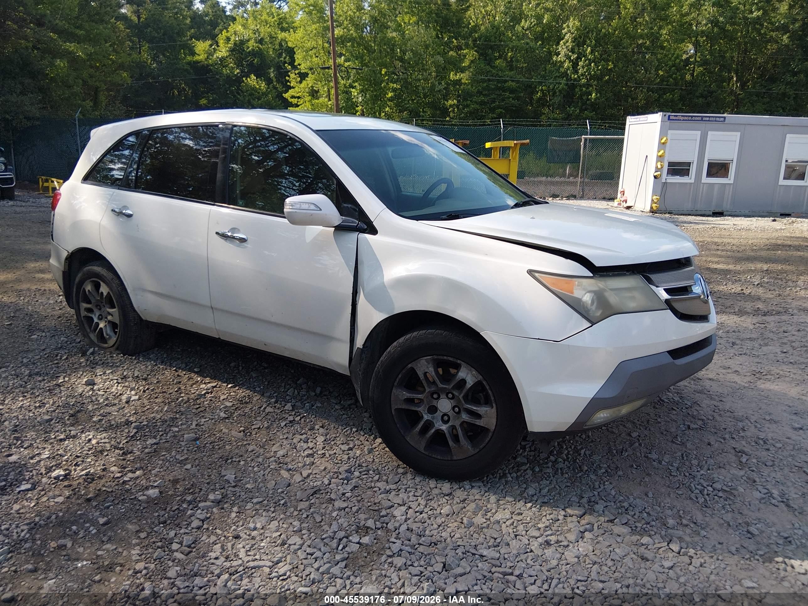 2007 Acura Mdx   White vin: 2HNYD28217H543477