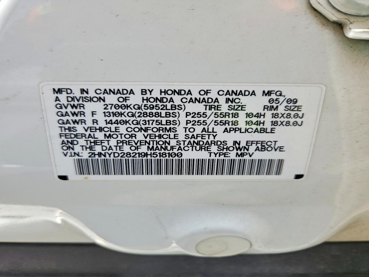 2009 Acura Mdx Белый vin: 2HNYD28219H518100