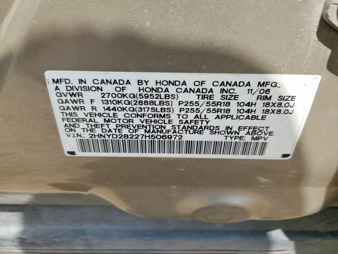 2007 Acura Mdx Gold vin: 2HNYD28227H506972