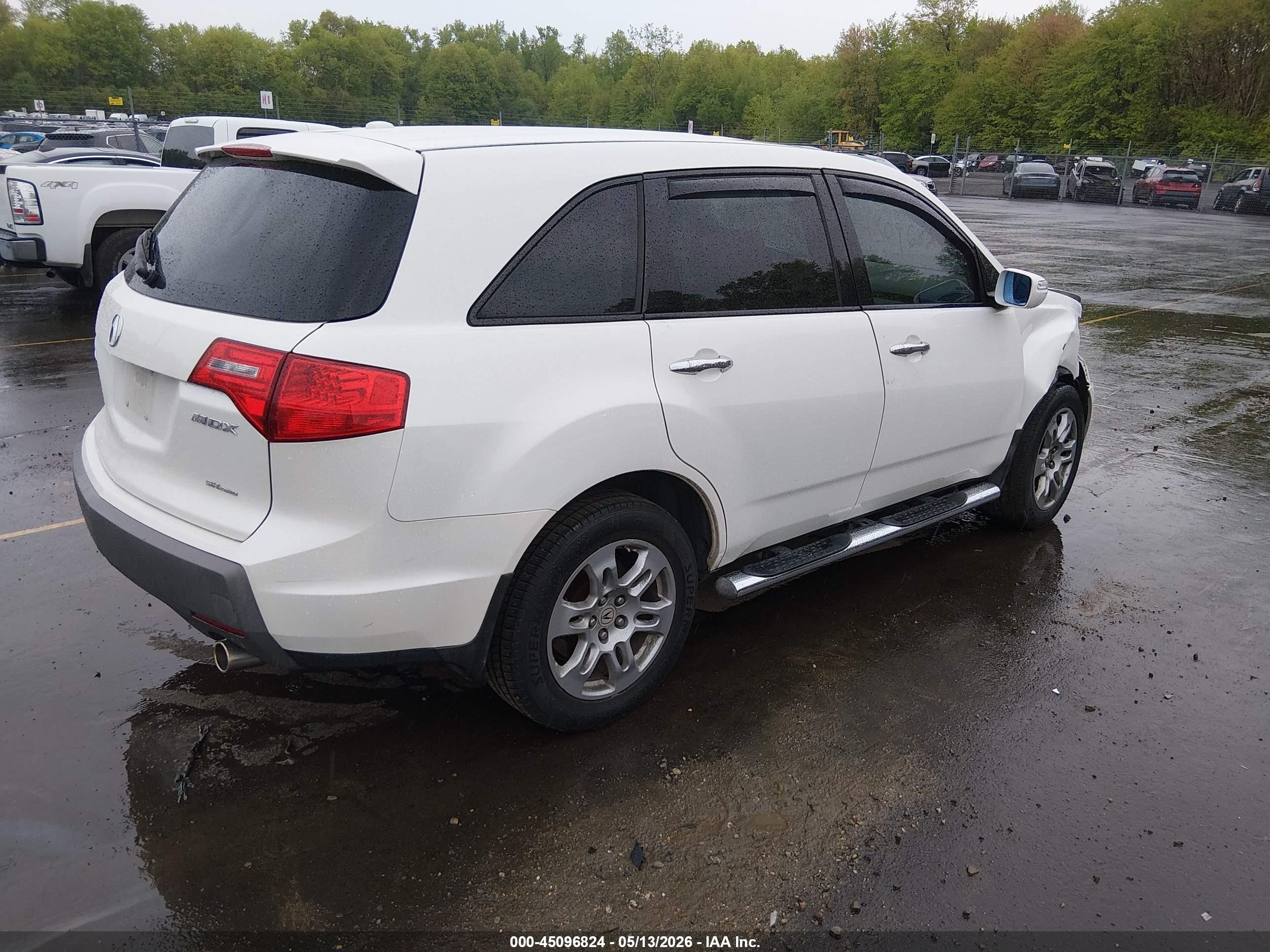 2009 Acura Mdx   White vin: 2HNYD28229H524892