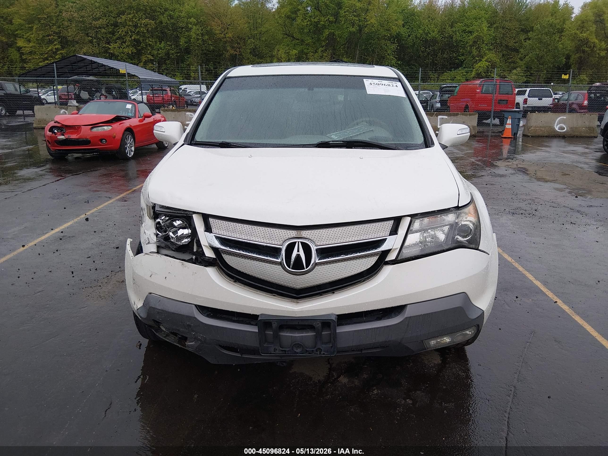 2009 Acura Mdx   White vin: 2HNYD28229H524892