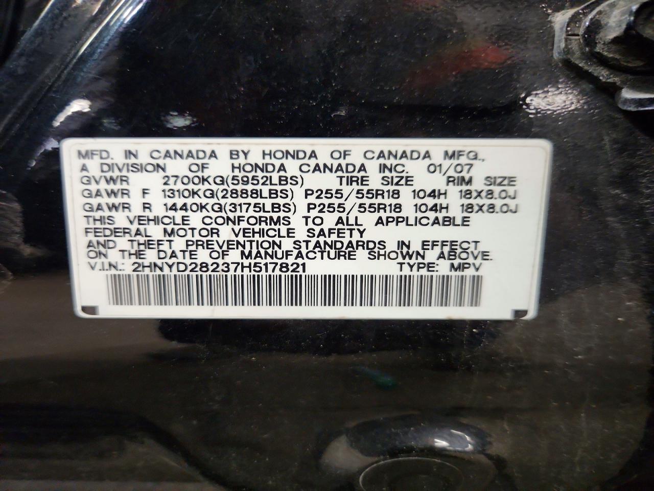 2007 Acura Mdx Black vin: 2HNYD28237H517821