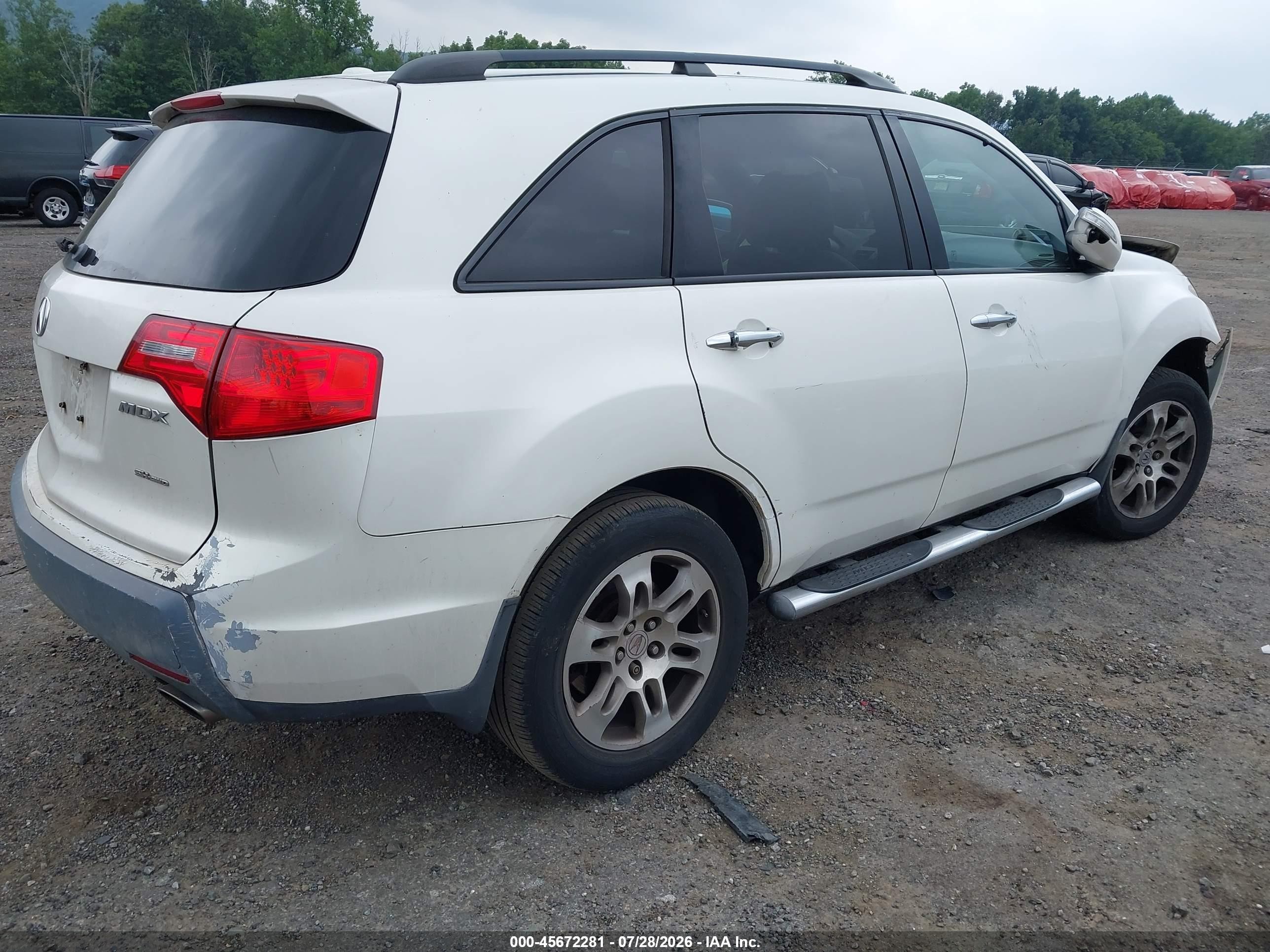2007 Acura Mdx   White vin: 2HNYD28237H545473