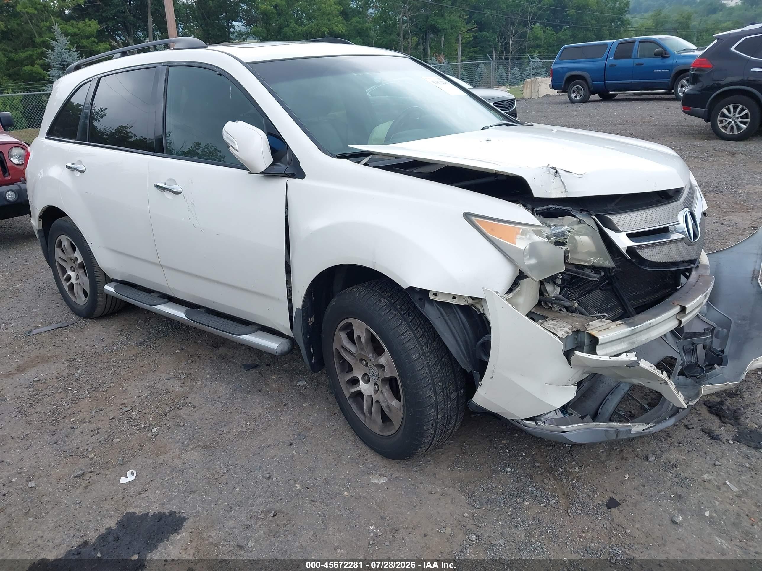 2007 Acura Mdx   White vin: 2HNYD28237H545473