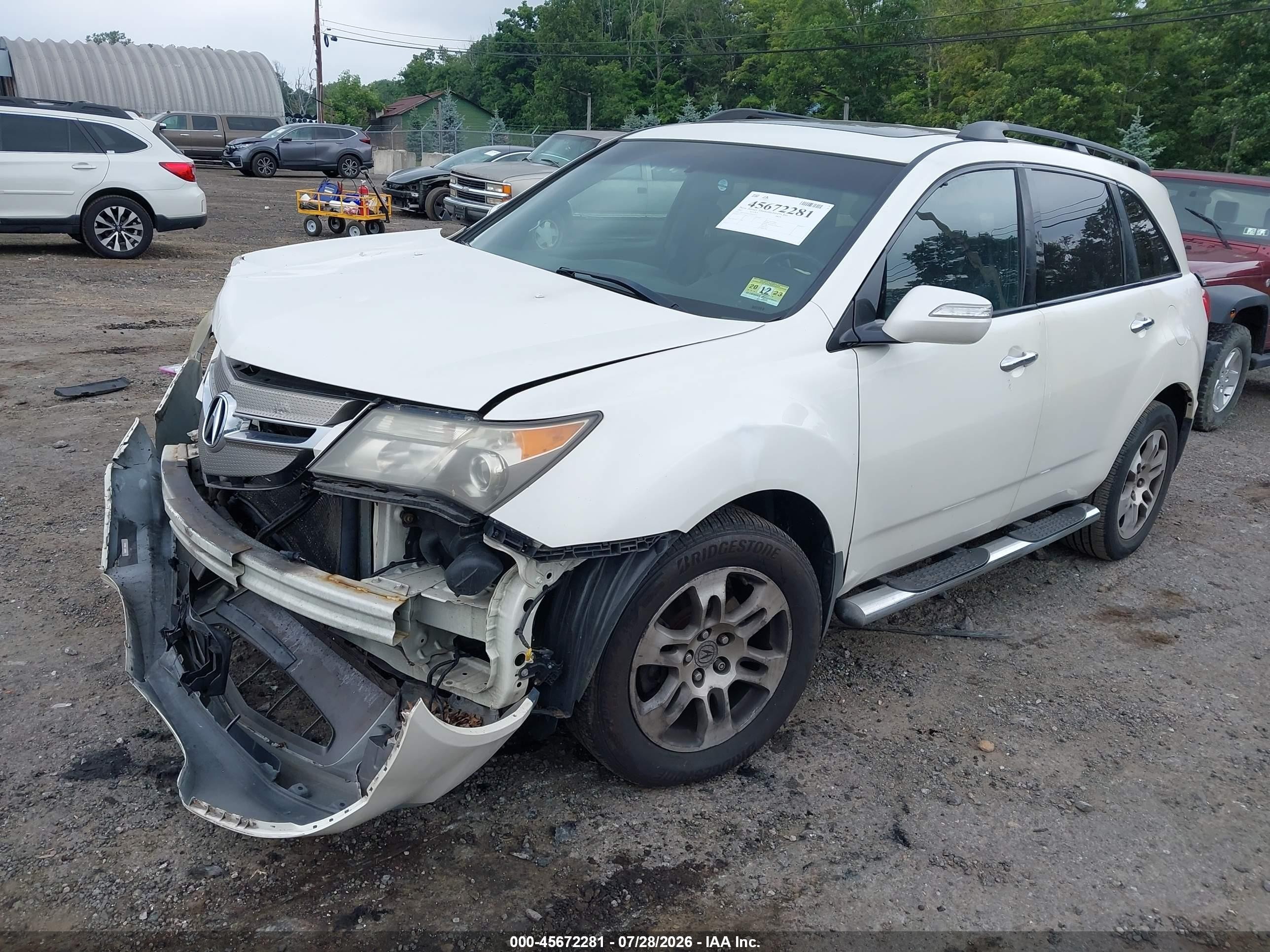 2007 Acura Mdx   White vin: 2HNYD28237H545473