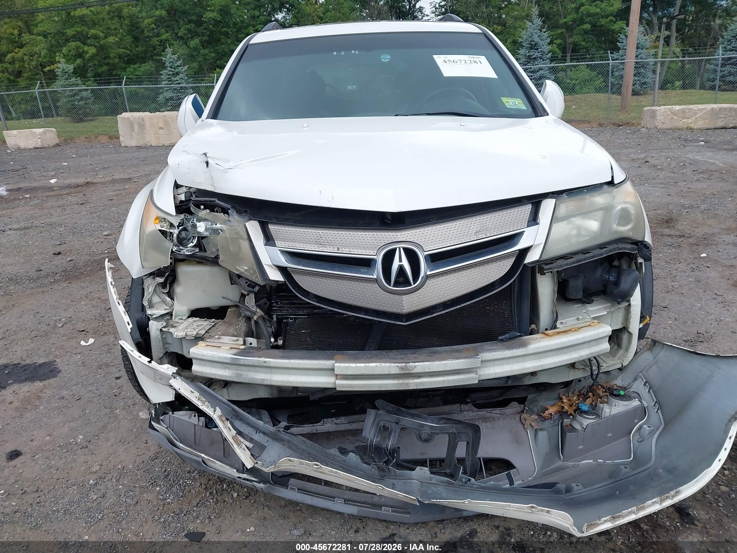 2007 Acura Mdx   White vin: 2HNYD28237H545473