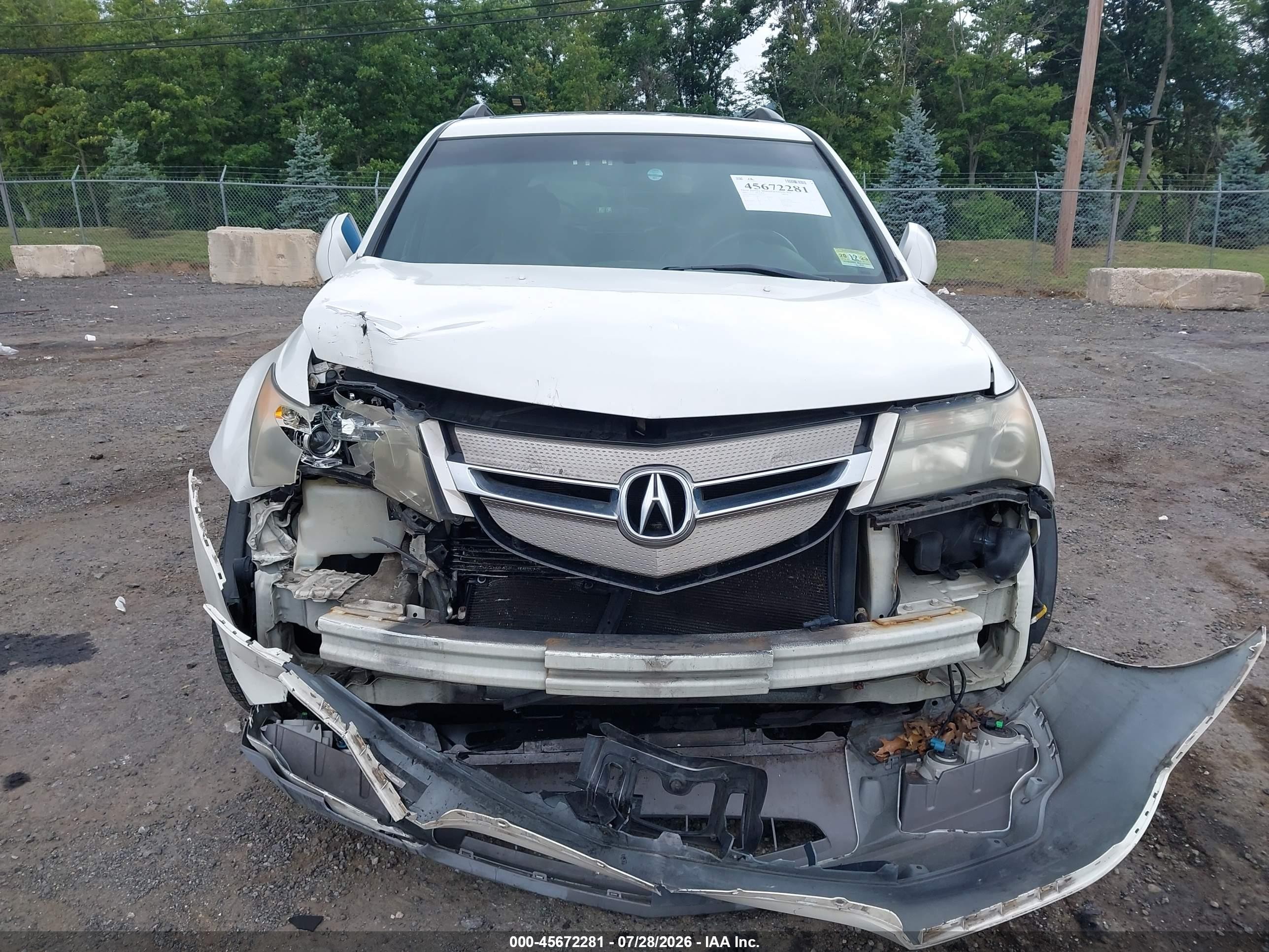 2007 Acura Mdx   White vin: 2HNYD28237H545473
