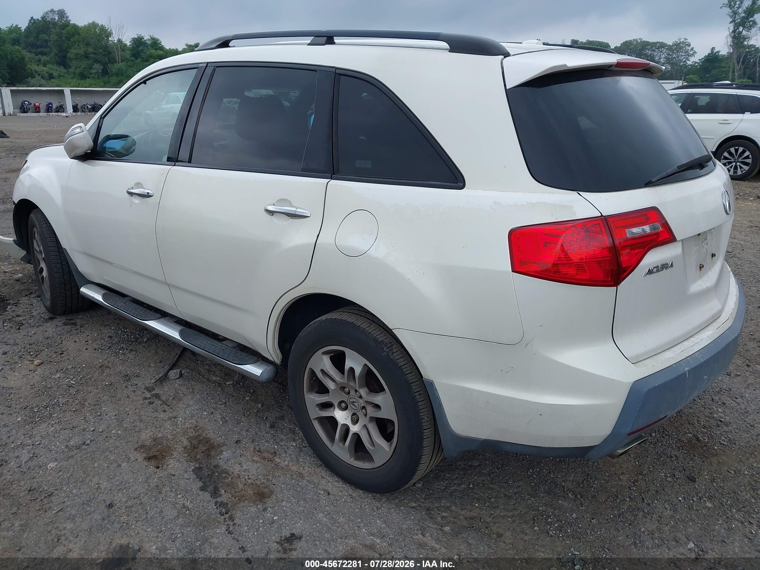 2007 Acura Mdx   White vin: 2HNYD28237H545473