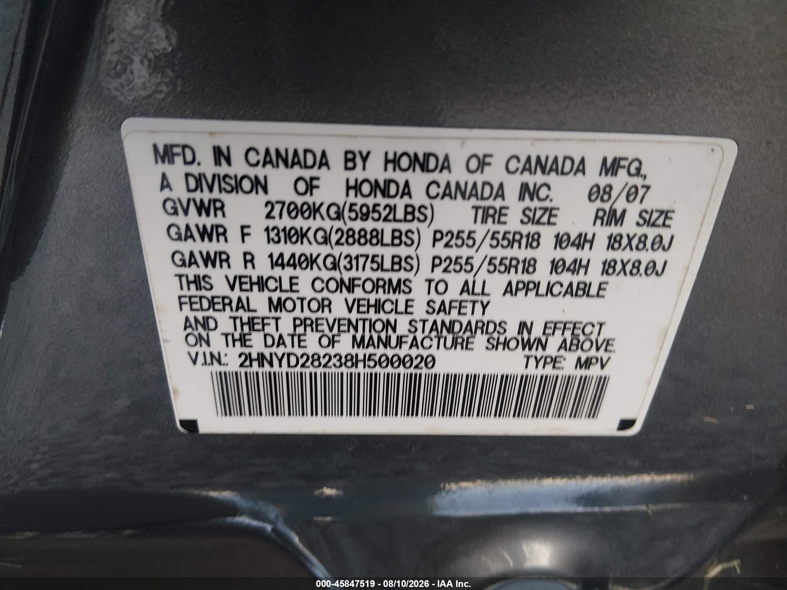 2008 Acura Mdx   Gray vin: 2HNYD28238H500020
