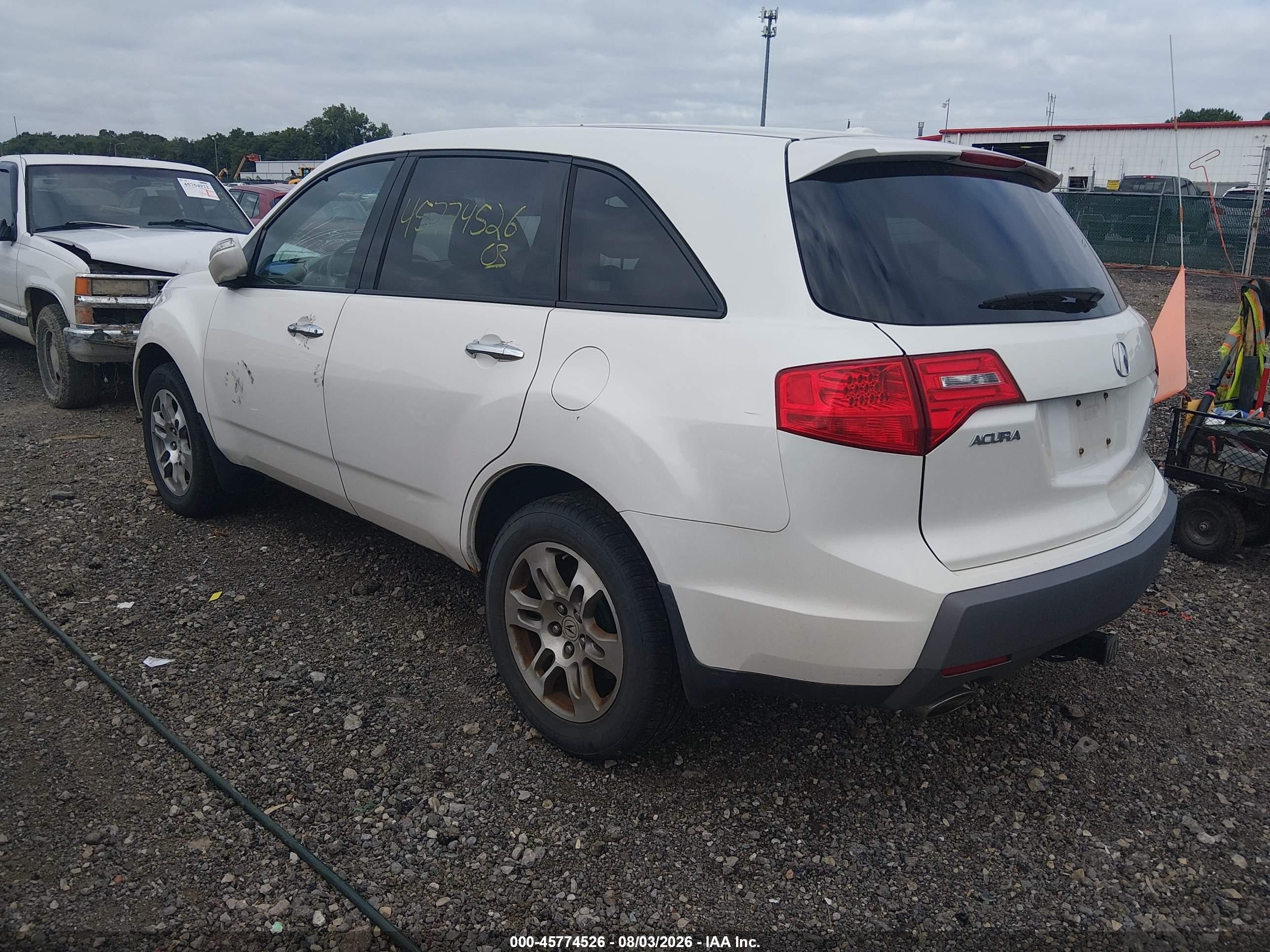 2008 Acura Mdx   White vin: 2HNYD28238H511695