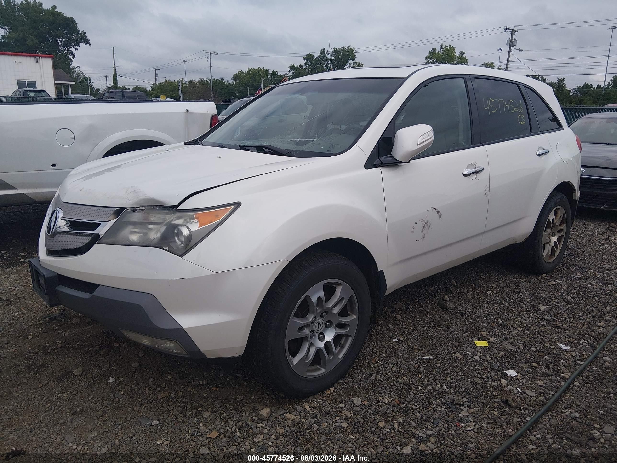 2008 Acura Mdx   White vin: 2HNYD28238H511695