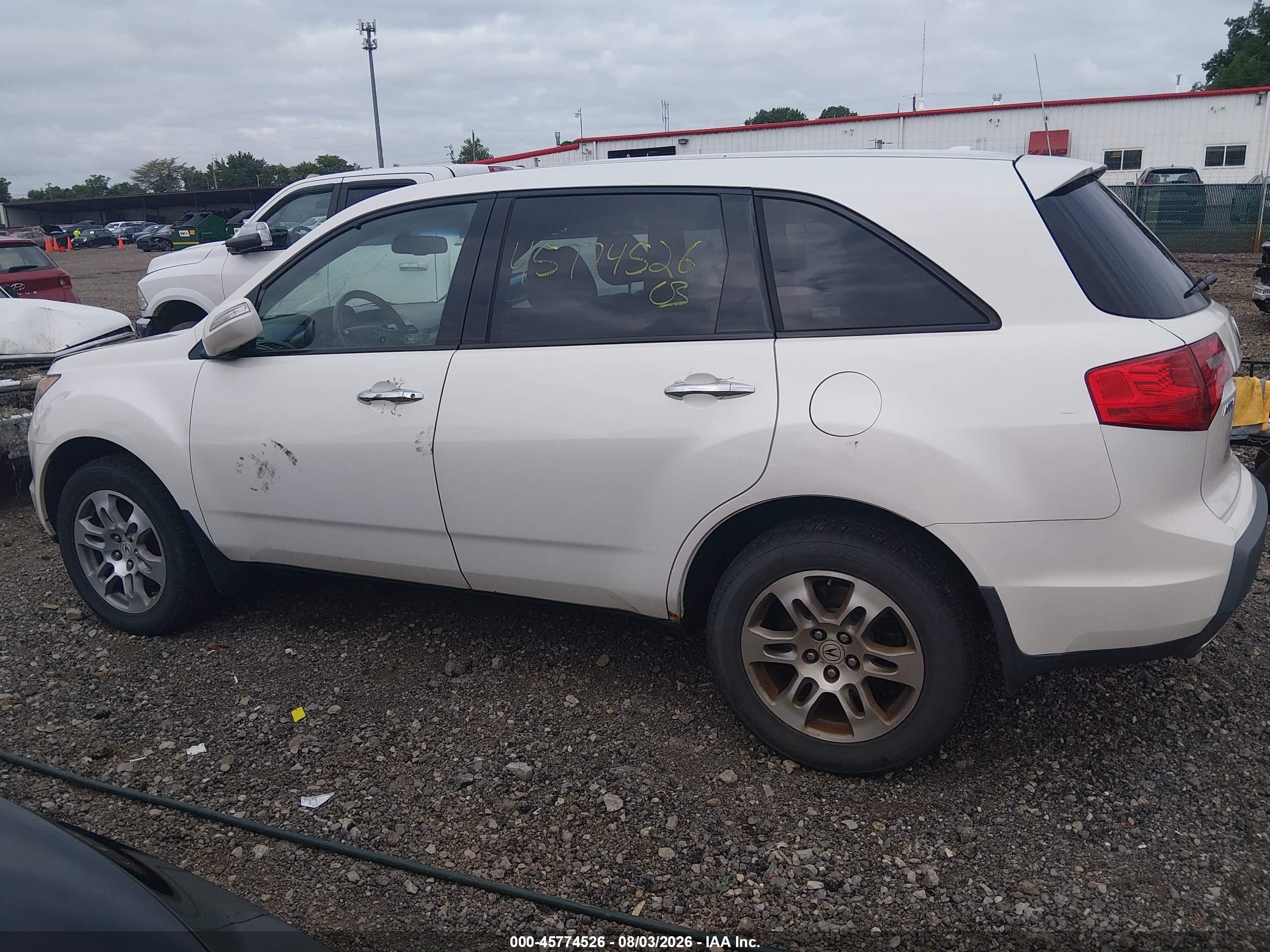 2008 Acura Mdx   White vin: 2HNYD28238H511695