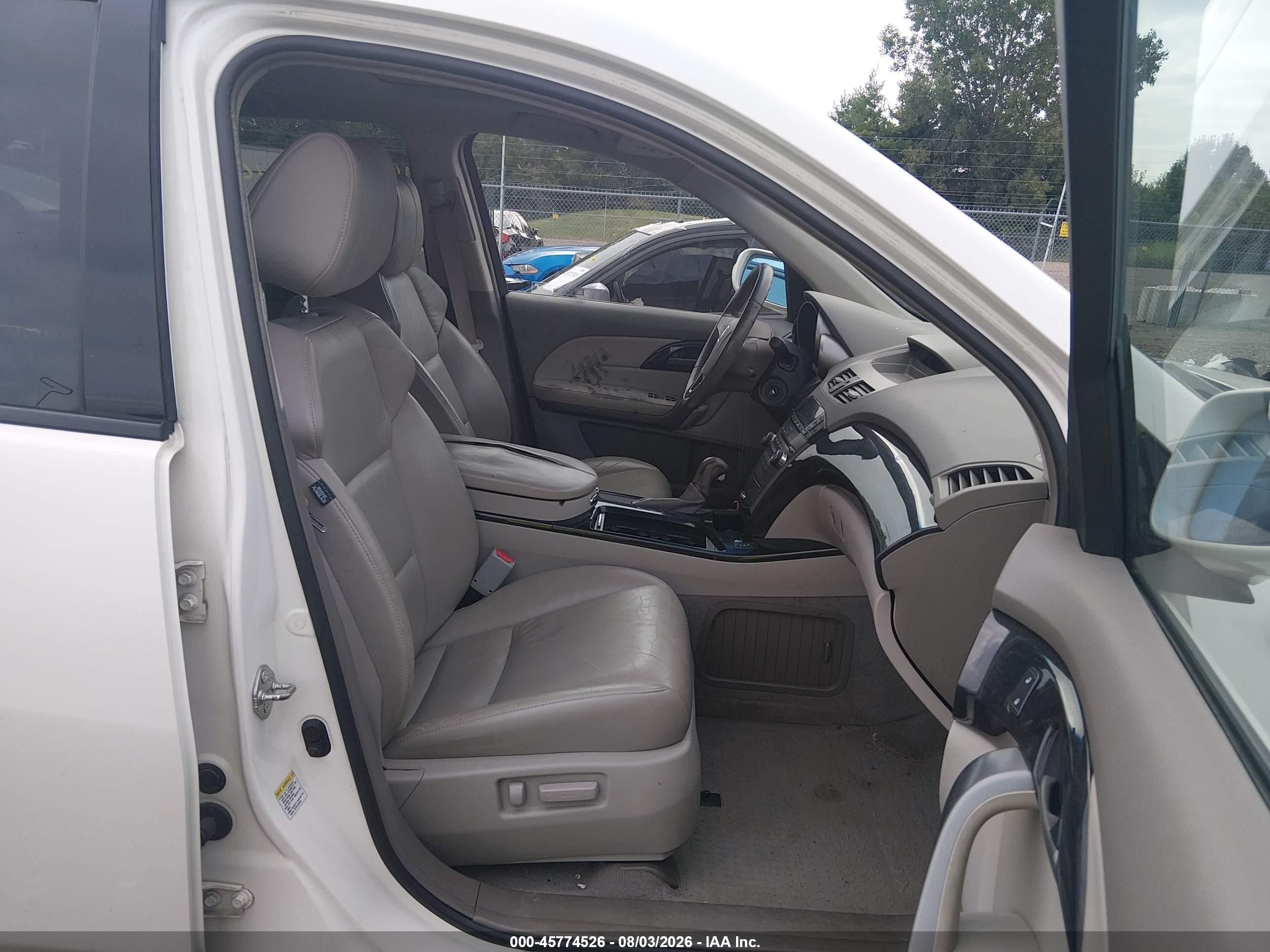2008 Acura Mdx   White vin: 2HNYD28238H511695
