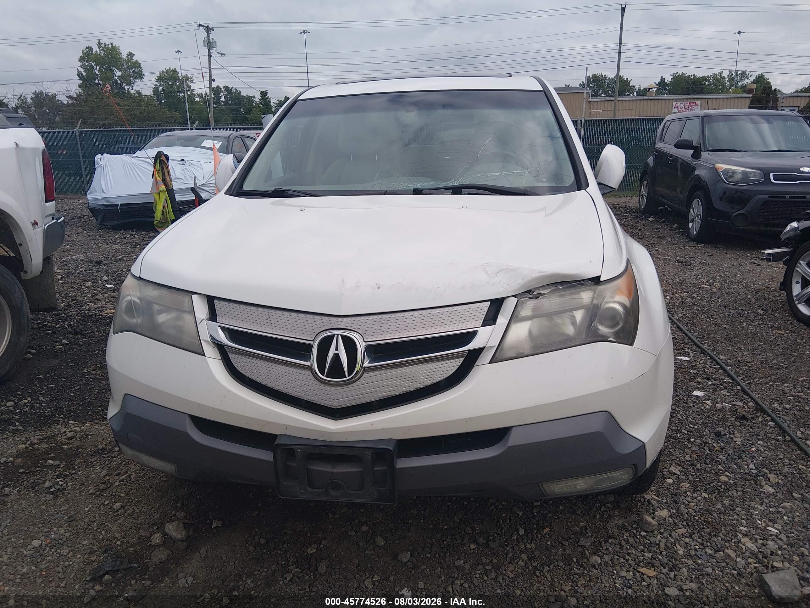 2008 Acura Mdx   White vin: 2HNYD28238H511695