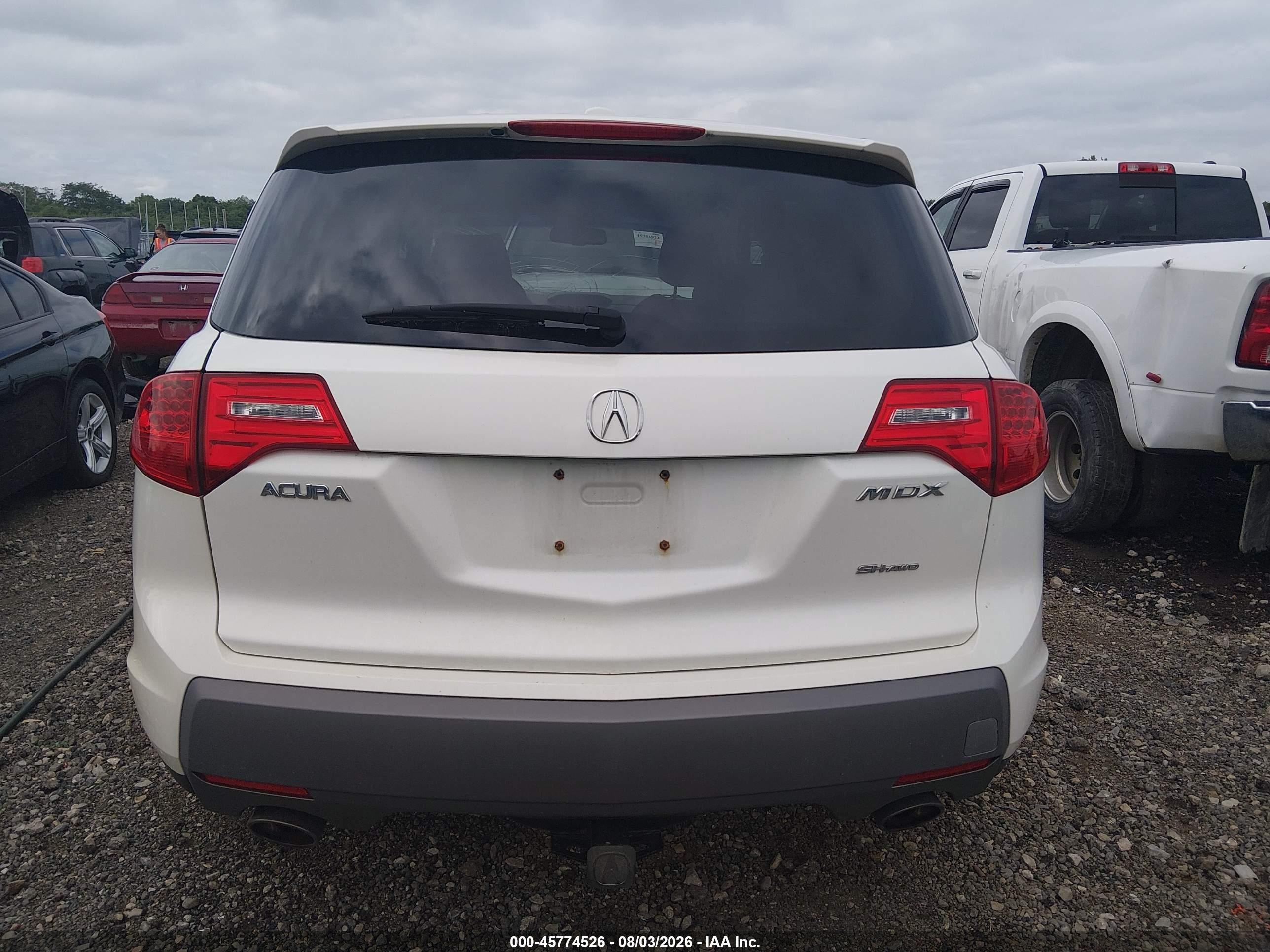 2008 Acura Mdx   White vin: 2HNYD28238H511695