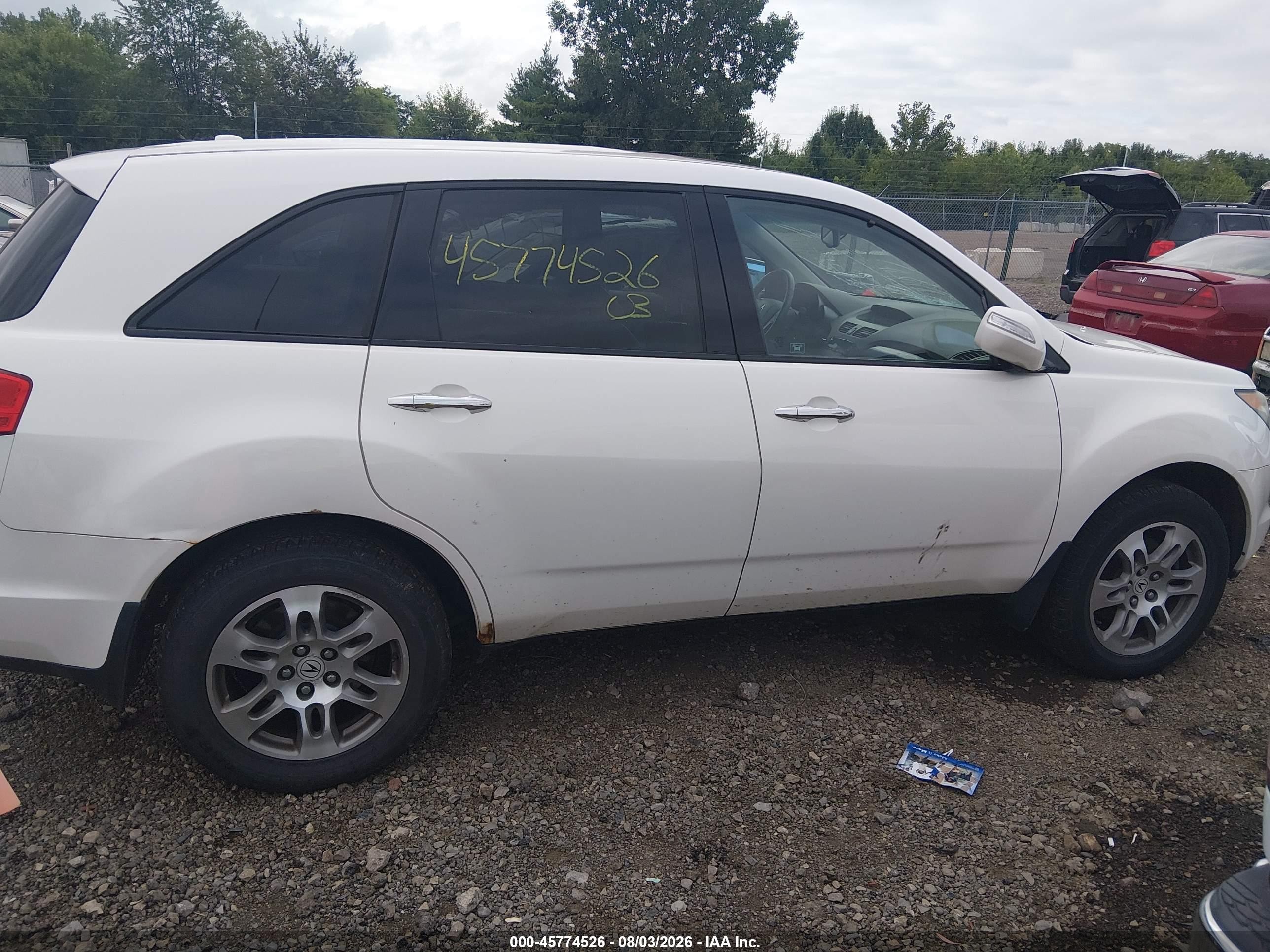 2008 Acura Mdx   White vin: 2HNYD28238H511695